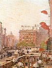 View of Broadway and Fifth Avenue by childe hassam